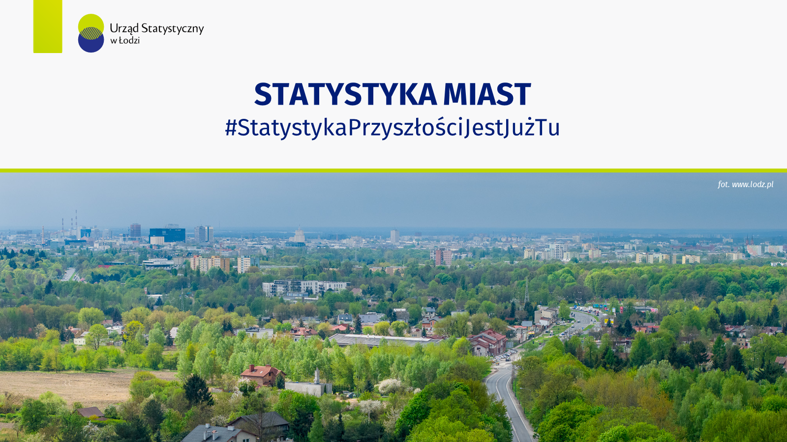 Widok miasta, u góry napis Statystyka miast